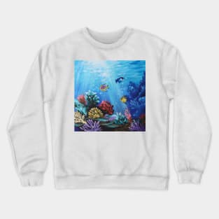 Blue Underwater Under the Sea Coral Reef Aquarium Saltwater Fish Crewneck Sweatshirt